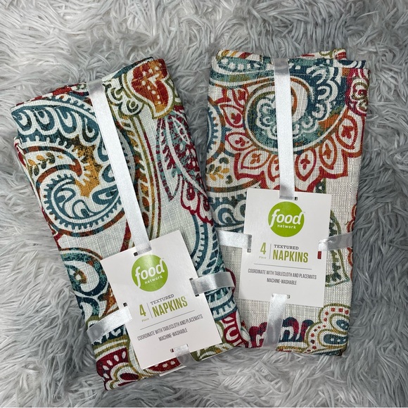 Food Network Textured Napkins Set of 8 Monaco Paisley Print 20”x20” - Picture 1 of 4